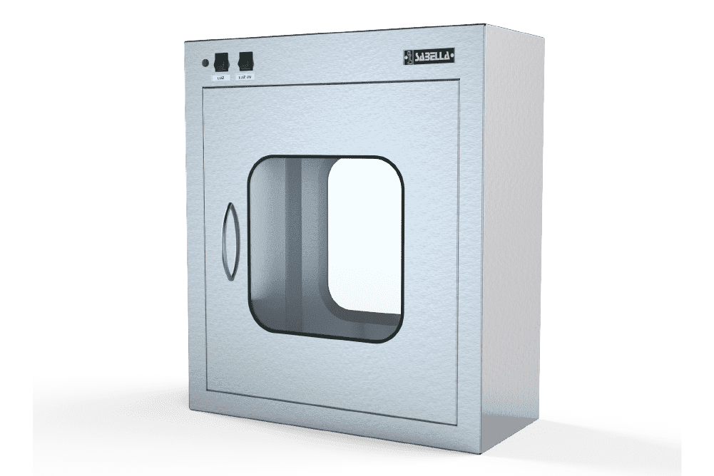 passbox y pasa materiales para bioseguridad, equipamiento de laboratorio sabella